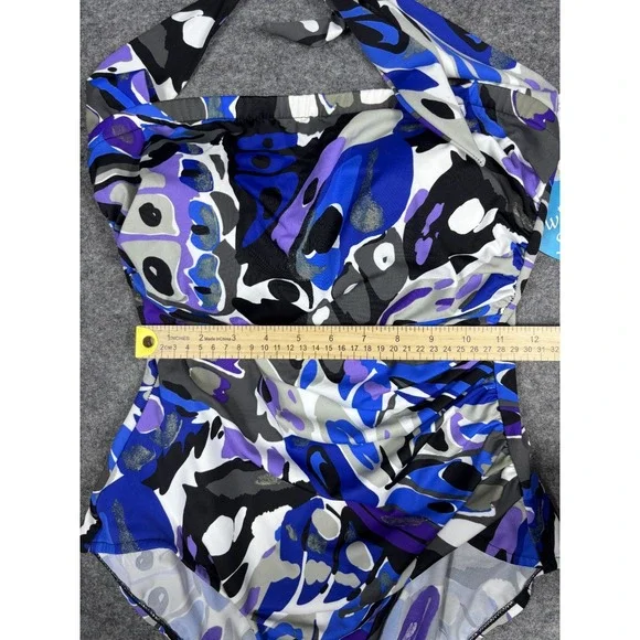 Swim Solutions One Piece Swimsuit Multicolor Tummy Control Womens 14 NWT - Picture 9 of 10